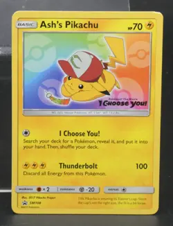 Pokemon TCG Ash's Pikachu Black Star Promo Card SM108 2017 I Choose You Movie - Image 1