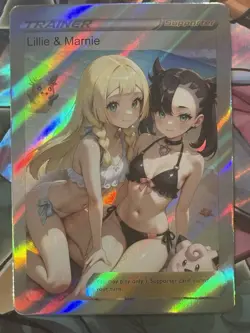 Pokemon Marnie & Lillie Anime Waifu Custom DIY Trainer Art Pokemon card - Image 2