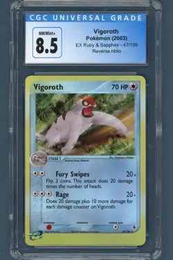 Vigoroth 47/109 Reverse Holo EX Ruby and Sapphire - Pokemon TCG CGC 8.5 NM/MT + - Image 1
