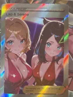 Pokemon Liko & Serena Anime Waifu Custom DIY Trainer Art Sexy Pokemon card - Image 1