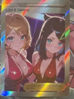 Pokemon Liko & Serena Anime Waifu Custom DIY Trainer Art Sexy Pokemon card - Image 2