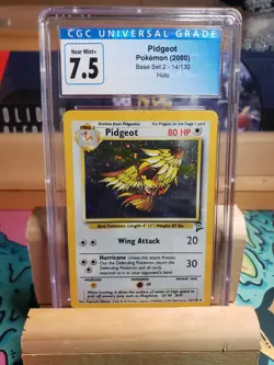 Pidgeot 14/130 Base Set 2 Holo Rare CGC 7.5 Near Mint+ Pokemon TCG - Image 1
