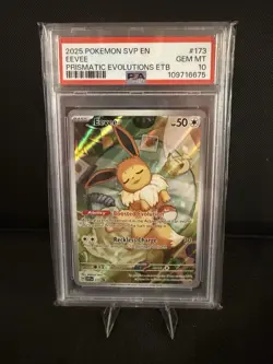 2025 Pokemon PSA 10 Eevee #173 Prismatic Evolutions ETB Black Star Promo Gem MT - Image 1
