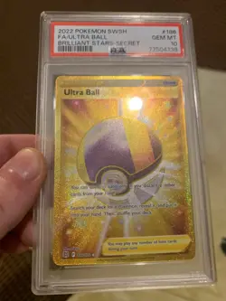 Pokemon Ultra Ball Card 186/172 Brilliant Star Secret Rare PSA10 - Image 1