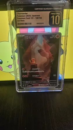 CGC Pristine 10 Charmander 168/165 Art Rare Sv2a 151 Pokemon Japanese Card - Image 1