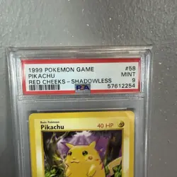 1999 Pokemon Game Pikachu Red Cheeks Shadowless PSA 9 Mint #58/102 - Image 2