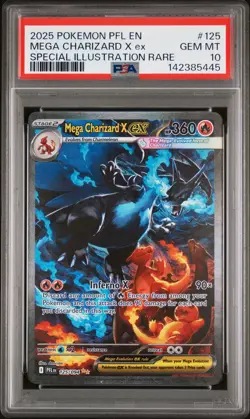 2025 POKEMON PFL EN-PHANTASMAL FLAMES #125 MEGA CHARIZARD X EX PSA 10 - Image 1
