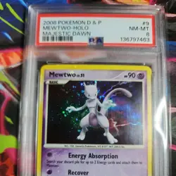 2008 POKEMON DIAMOND & PEARL MAJESTIC DAWN #9 MEWTWO-HOLO PSA 8 - Image 4