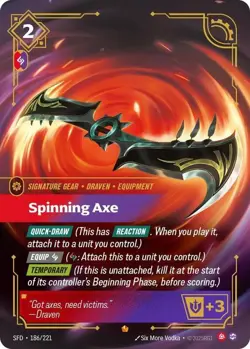 Riftbound League Of Legends Spiritforged Epic Foil Card #186 Spinning Axe - Image 1