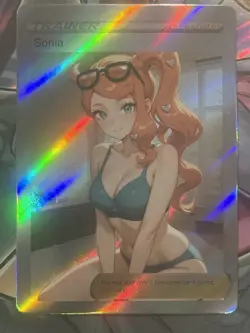 Pokemon Sonia Anime Waifu Custom DIY Trainer Art Pokemon card - Image 1