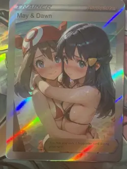 Pokemon May & Dawn Anime Waifu Custom DIY Trainer Art Sexy Pokemon card - Image 1
