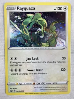Pokemon TCG: Rayquaza SWSH029 Black Star Promo Cosmos Holo 2 Swirls NM - Image 2