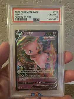 PSA 10 GEM MINT 2021 POKEMON SWSH MEW V FUSION STRIKE #113 - Image 1