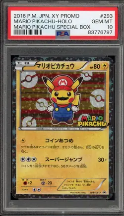 Pokemon Mario Pikachu Special Bx. Japanese Holo Promo 293/XY-P PSA 10 Gem Mint - Image 1
