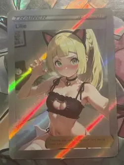 Pokemon Lillie Anime Waifu Custom DIY Trainer Art Pokemon card - Image 1