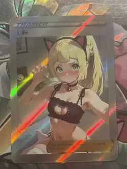 Pokemon Lillie Anime Waifu Custom DIY Trainer Art Pokemon card - Image 2