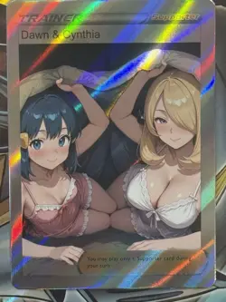 Pokemon Cynthia & Dawn Anime Waifu Custom DIY Trainer Art Pokemon card - Image 1