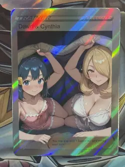 Pokemon Cynthia & Dawn Anime Waifu Custom DIY Trainer Art Pokemon card - Image 2