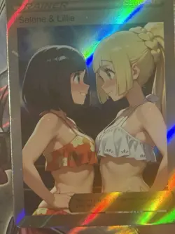 Pokemon Lillie & Selene Anime Waifu Custom DIY Trainer Art Sexy Pokemon card - Image 1