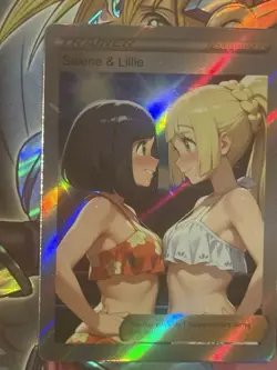 Pokemon Lillie & Selene Anime Waifu Custom DIY Trainer Art Sexy Pokemon card - Image 2