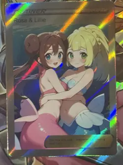 Pokemon Lillie & Rosa Anime Waifu Custom DIY Trainer Art Sexy Pokemon card - Image 1