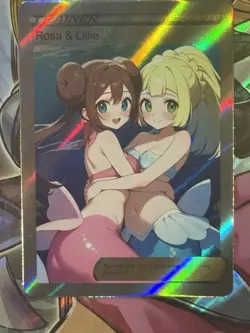 Pokemon Lillie & Rosa Anime Waifu Custom DIY Trainer Art Sexy Pokemon card - Image 2