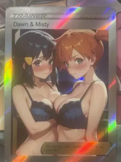 Pokemon Misty & Dawn Anime Waifu Custom DIY Trainer Art Sexy Pokemon card - Image 1