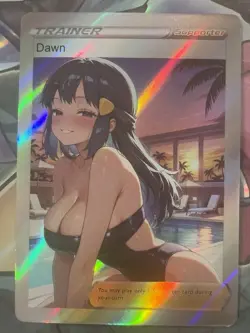 Pokemon Dawn Anime Waifu Custom DIY Trainer Art Pokemon card - Image 1