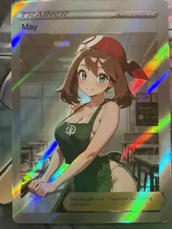 Pokemon May Anime Waifu Custom DIY Trainer Art Pokemon card - Image 1