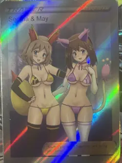 Pokemon Serena & MayAnime Waifu Custom DIY Trainer Art Sexy Pokemon card - Image 1