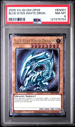 PSA 8 Blue-Eyes White Dragon Ultimate OP28-EN001 Yugioh! EURO Yu-Gi-Oh - Image 2