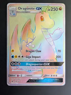 Pokemon TCG Dragonite GX Card SM156 Black Star Promo Rainbow Holo Rare - Image 1