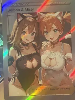 Pokemon Misty & May Anime Waifu Custom DIY Trainer Art Pokemon card - Image 1