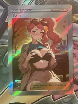 Pokemon Sonia Anime Waifu Custom DIY Trainer Art Pokemon card - Image 1