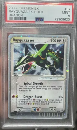 PSA 9 MINT RAYQUAZA EX HOLO 2003 POKEMON DRAGON #97/97 ULTRA RARE - Image 1
