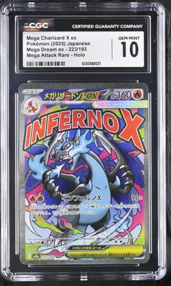 CGC 10 Mega Charizard X EX 223/193 Attack Rare Holo Pokemon Japanese - Image 1