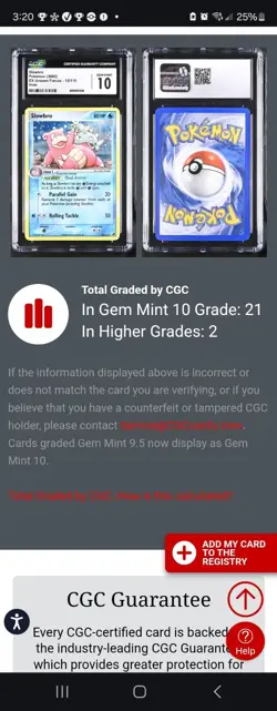 (POP 21) CGC 10 GEM MINT Pokemon Slowbro EX Unseen Forces Holo Rare 13/115 2005 - Image 4