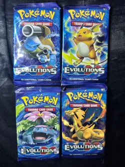 4 2016 Pokemon XY Evolutions Pack Bundle (Lot of 4 Packs) - Image 1