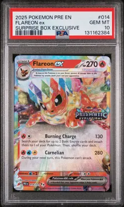 2025 POKEMON PRE EN-PRISMATIC EVOLUTIONS #014 FLAREON EX PSA 10 - Image 1