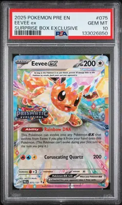 2025 POKEMON PRE EN-PRISMATIC EVOLUTIONS SURPRISE BOX EXCLUSIVE EEVEE EX PSA 10 - Image 1