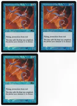Weatherseed Faeries x3 3x 1999 Urza's Legacy FOIL Blue Common Creature MTG NM A1 - Image 1
