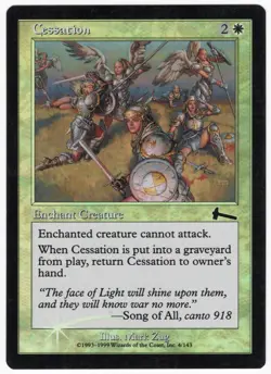 Cessation 1999 Urza's Legacy FOIL White Common Enchantment MTG LP (crease) AZ1 - Image 1