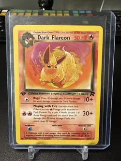 [LP+/NM] 2000 Pokemon Team Rocket Dark Flareon 1st Edition #35/82 Uncommon - Image 1