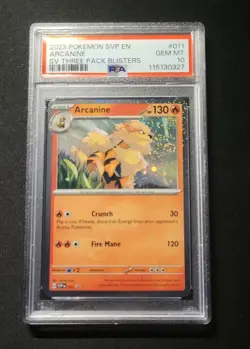PSA 10 Arcanine Black Star Promo #011 Pokemon SVP EN-SV 2023 Cosmos Holo - Image 1