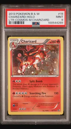 Pokemon 2013 Black White Legendary Treasures M Charizard Cosmo Holo #19 PSA 9 - Image 3