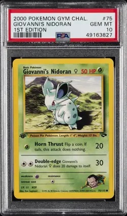 2000 POKEMON GYM CHALLENGE 1ST ED #75 GIOVANNI'S NIDORAN PSA 10 - Image 1