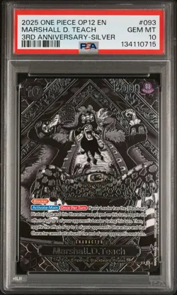 2025 ONE PIECE OP12-LEGACY OF THE MASTER 3RD ANV-SILVER MARSHALL D. TEACH PSA 10 - Image 1