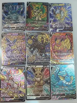 9x Lot Eeveelution Eevee CUSTOM Stained Glass Holo Van Gogh Shiny Sparkle Cards - Image 2