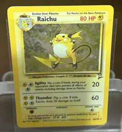 2000 Pokemon TCG Raichu Holo Rare WoTC Base Set 2 #16/130 Lightly Played - Image 2