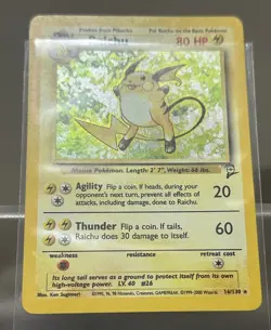 2000 Pokemon TCG Raichu Holo Rare WoTC Base Set 2 #16/130 Lightly Played - Image 3